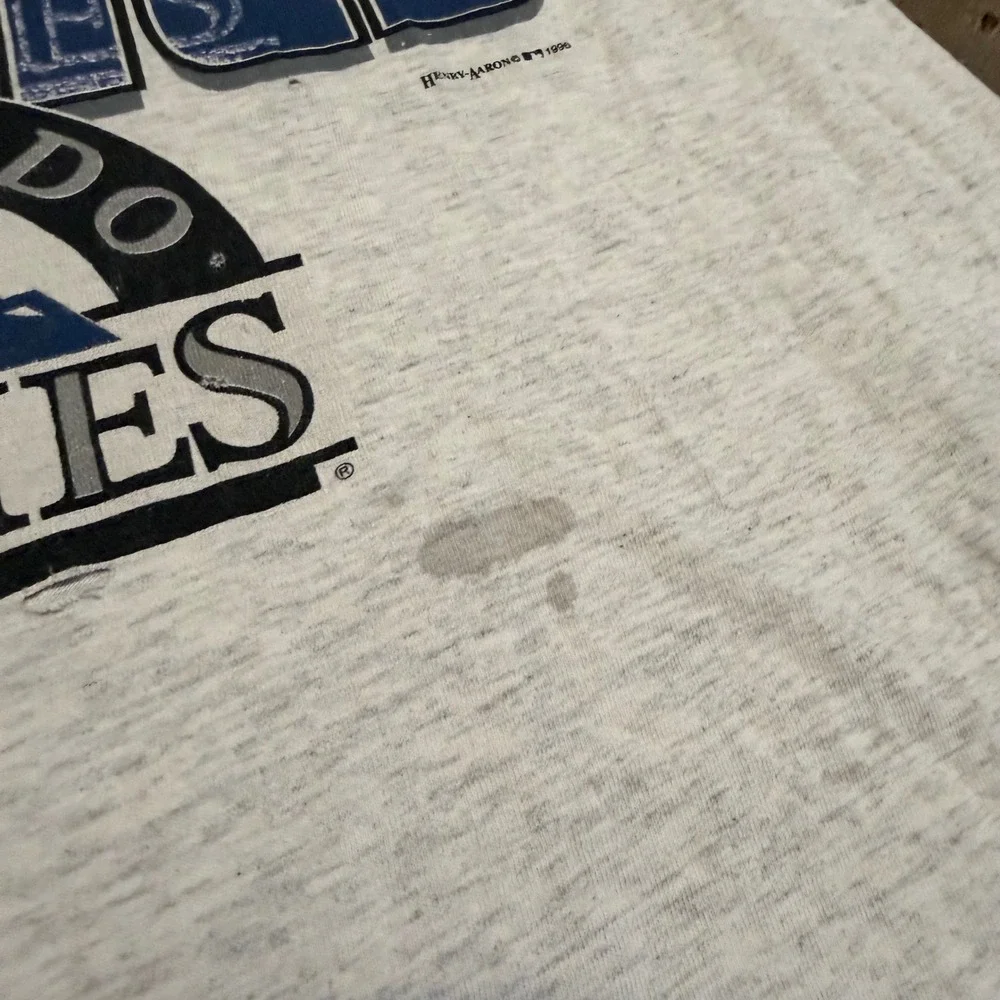 Vintage 1996 Volunteer Colorado Rockies T-Shirt Mens XL Gray MLB Distressed